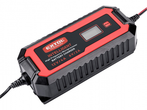 EXTOL PREMIUM Nabíječka baterií, autonabíječka řízená mikroprocesorem, 12V/6V, 4A 8897302