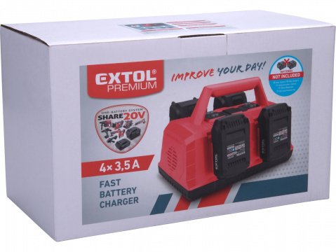 EXTOL PREMIUM nabíječka na 4 baterie SHARE20V, 2+2, 3,5A 8891895