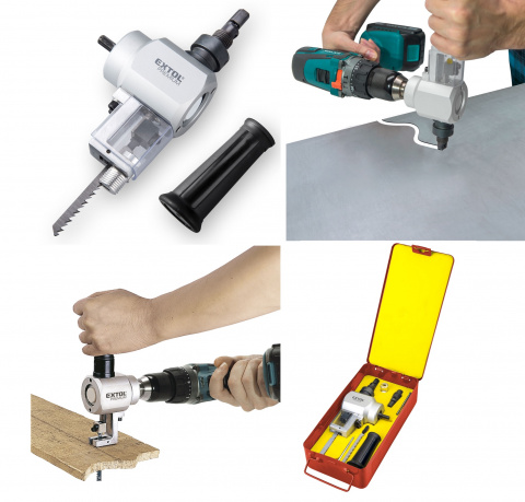 EXTOL PREMIUM nástavec k stříhání plechu řezání dřeva do vrtačky
