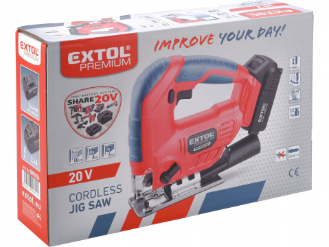 EXTOL PREMIUM pila přímočará aku SHARE20V, 20V Li-ion, 2000mAh 8891824