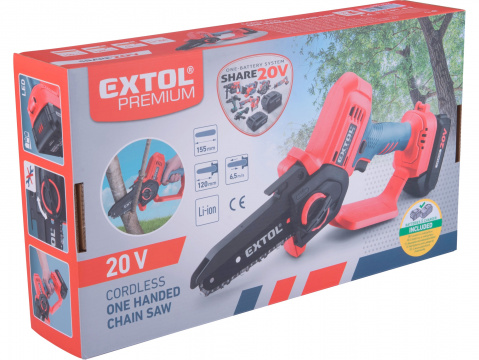 EXTOL PREMIUM pila řetězová aku jednoruční SHARE20V, 12cm, bez baterie a nabíječky