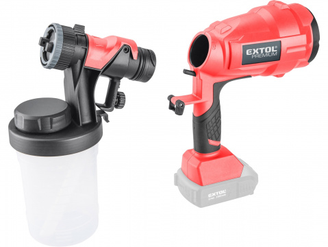 EXTOL PREMIUM pistole stříkací HVLP aku SHARE20V, 20V Li-ion, bez baterie a nabíječky