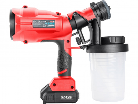 EXTOL PREMIUM pistole stříkací HVLP aku SHARE20V, 20V Li-ion, 2000mAh 8891862