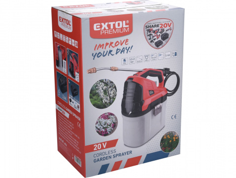 EXTOL PREMIUM postřikovač tlakový aku 7,5l SHARE20V, 20V Li-ion, 2000mAh 8891878