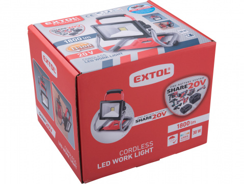 EXTOL PREMIUM reflektor LED aku SHARE20V, 1800lm, 20V Li-ion, bez baterie a nabíječky