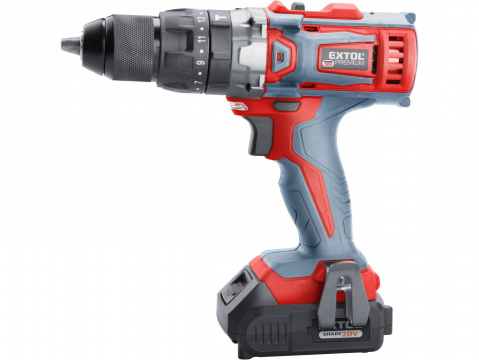 EXTOL PREMIUM vrtací šroubovák aku s příklepem SHARE20V, 20V Li-ion, 2x 2000mAh 8891804