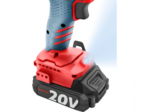 EXTOL PREMIUM vrtací šroubovák aku s příklepem SHARE20V, BRUSHLESS, 2x2Ah 8891806