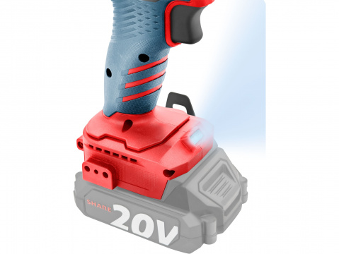 EXTOL PREMIUM vrtací šroubovák aku s příklepem SHARE20V, BRUSHLESS, bez baterie