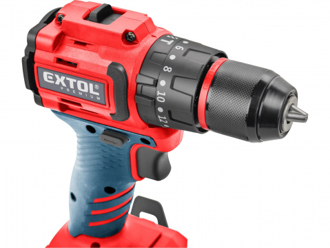 EXTOL PREMIUM vrtací šroubovák aku s příklepem SHARE20V, BRUSHLESS, bez baterie