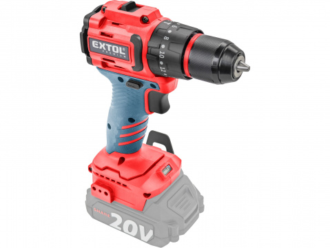 EXTOL PREMIUM vrtací šroubovák aku s příklepem SHARE20V, BRUSHLESS, bez baterie