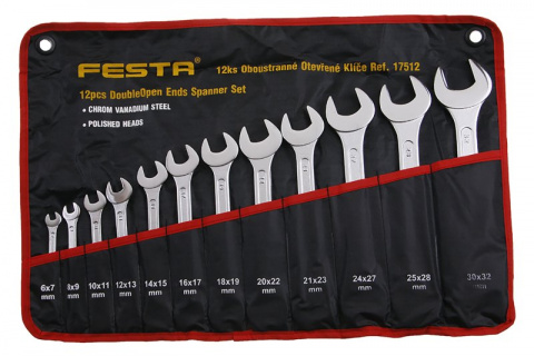 FESTA Klíče stranové otevřené sada 12 kusů 6-32mm CrV