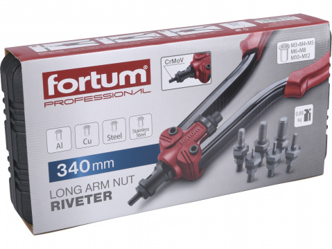 FORTUM kleště nýtovací pákové, na maticové nýty M3-M12, 340mm  4770633