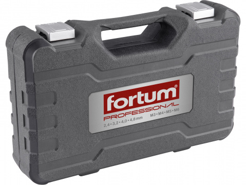 FORTUM Nýtovací kleště s otočné COMBO, nýtovací matice M3-M6 a trhací nýty 2,4-4,8mm