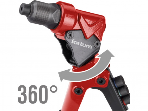 FORTUM Nýtovací kleště s otočné COMBO, nýtovací matice M3-M6 a trhací nýty 2,4-4,8mm