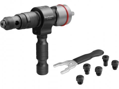 FORTUM Nýtovací nástavec na vrtačku T, pro trhací nýty 2,4-6,4mm, CrMo 4770663