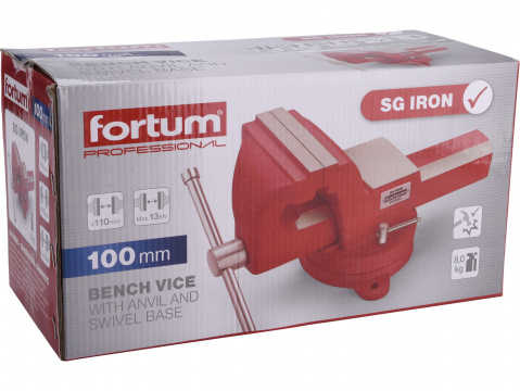 FORTUM svěrák otočný s kovadlinou, 100mm, SG Iron 4752622