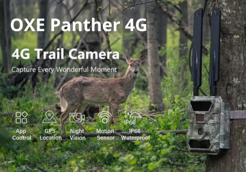 Fotopast OXE Panther 4G a kovový box + 32 GB SD karta, SIM karta, 12 ks baterií a doprava ZDARMA!