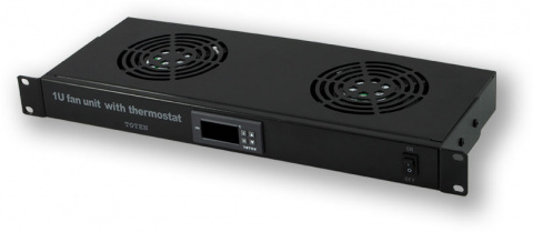 FU.0019.T02 - 19" ventilační jednotka, 1U, 2x ventilátor, termostat