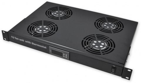 FU.0019.T04 - 19" ventilační jednotka, 1U, 4x ventilátor, termostat