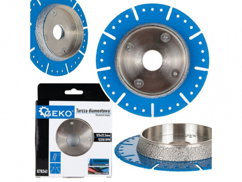 GEKO Diamantový kotouč pro řezání a srážení hran PVC trubek, 125 mm, řezací ohraňovací
