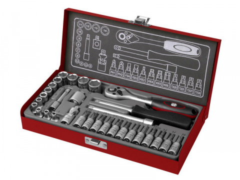 hlavice nástrčné a zástrčné, sada 31ks, 1/4", 61CrV5, FORTUM