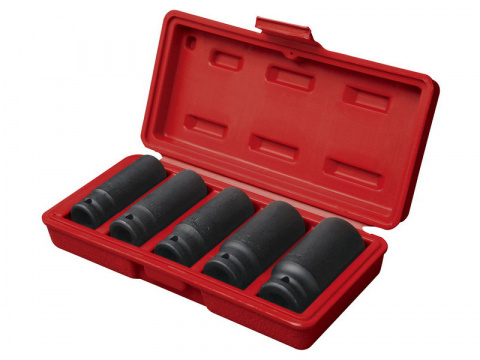 hlavice nástrčné rázové, sada 5ks, 1/2“, 17-19-21-24-27mm, L 79mm, L 79mm, CrMoV, FORTUM