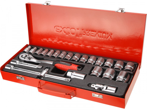 hlavice nástrčné, sada 24ks, 1/2", CrV, EXTOL PREMIUM