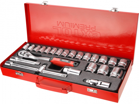 hlavice nástrčné, sada 24ks, 1/2", CrV, EXTOL PREMIUM