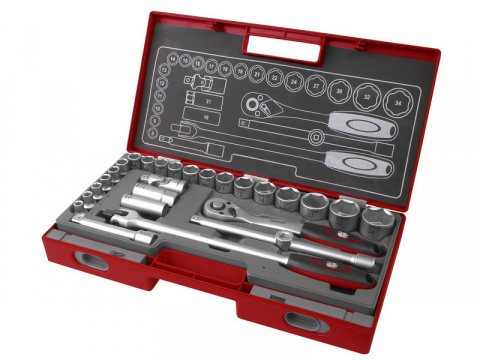 hlavice nástrčné, sada 27ks, 1/2", 61CrV5, FORTUM