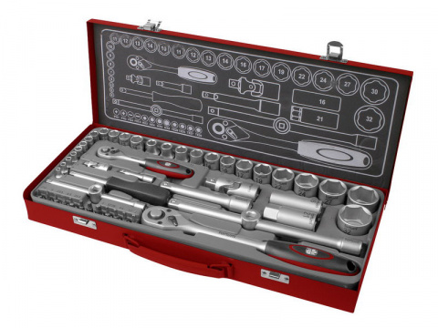 hlavice nástrčné, sada 50ks, 1/4", 1/2", 61CrV5, FORTUM