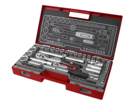 hlavice nástrčné, sada 60ks, 1/4", 1/2", 61CrV5, FORTUM