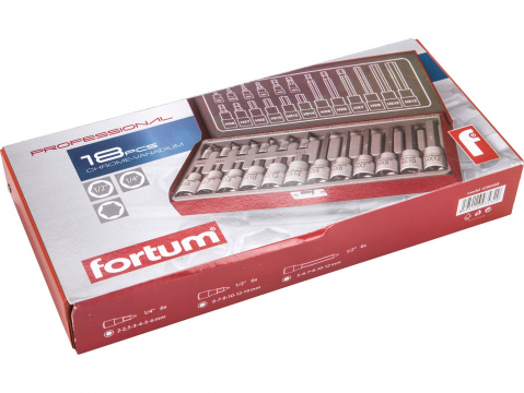 hlavice zástrčné Imbusové, sada 18ks, 61CrV5, FORTUM