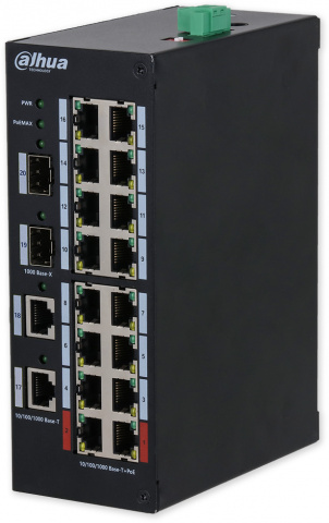 HS3220-16GT-190 - průmyslový PoE switch 20/16, 16x Gb PoE/2x Gb RJ45/SFP Combo, 190W