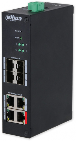 HS4408-4ET-96 - průmyslový PoE switch, 4x PoE, 4x Gb SFP, MNG L2, DIN, 96W