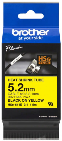 HSE-611E - kazeta s trubičkou - žlutá/černá, 5,2 mm (průměr 0,8 - 3,1), 1,5 m