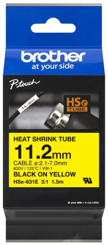 HSE-631E - kazeta s trubičkou - žlutá/černá, 11,2 mm (průměr 2,1 - 7), 1,5 m
