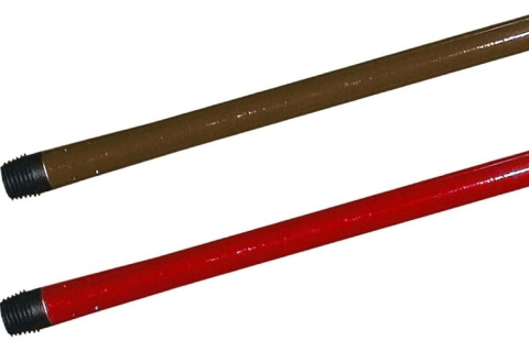 Hůl na smeták a mop, kovová 130 cm, hrubý závit, červená