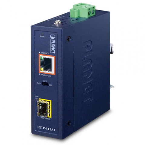 IGTP-815AT - průmyslový převodník 100/1000BASE-X na 10/100/1000BASE-T PoE+