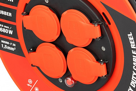Kabel prodlužovací na bubnu venkovní FESTA INDUSTRY 3x1.5mm 25m 230V/3680W 4 zásuvky guma