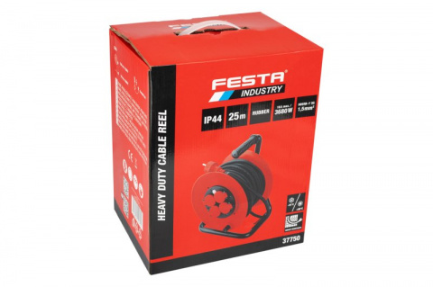 Kabel prodlužovací na bubnu venkovní FESTA INDUSTRY 3x1.5mm 25m 230V/3680W 4 zásuvky guma