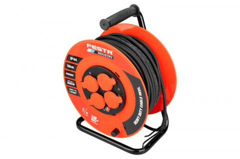 Kabel prodlužovací na bubnu venkovní FESTA INDUSTRY 3x1.5mm 50m 230V/3680W 4 zásuvky guma
