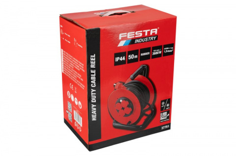 Kabel prodlužovací na bubnu venkovní FESTA INDUSTRY 3x1.5mm 50m 230V/3680W 4 zásuvky guma