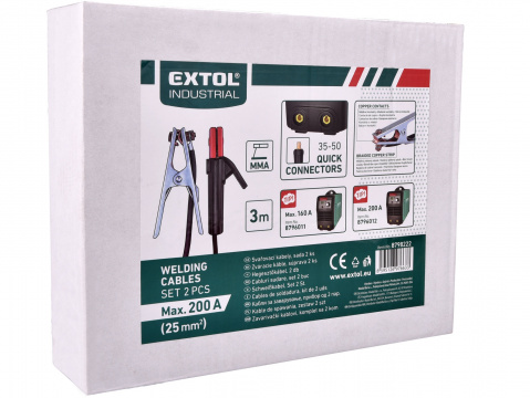 Kabely svařovací 200A sada 2ks, 16mm2, 3m, 35-50, kleště 200A