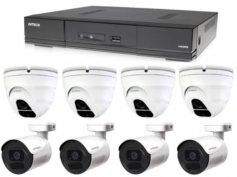 Kamerový set 1x AVTECH DVR DGD1009AV, 4x 5MPX Dome kamera AVTECH DGC5205TSE a 4x 5MPX Bullet kamera AVTECH DGC5105TS + 4x napájecí zdroj ZDARMA!