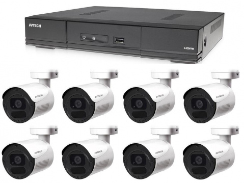 Kamerový set 1x AVTECH DVR DGD1009AV a 8x 5MPX Bullet kamera AVTECH DGC5105TS + 4x napájecí zdroj ZDARMA!