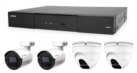 Kamerový set 1x AVTECH NVR AVH2109AX, 2x 2MPX IP Bullet kamera AVTECH DGM2103ASVP a 2x 2MPX IP Dome kamera AVTECH DGM2203ASVSEP + 4x Kabel UTP 1x RJ45 - 1x RJ45 Cat5e 15m!