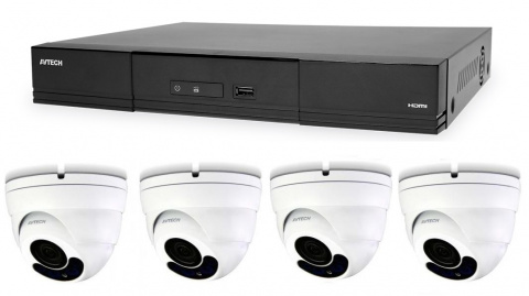 Kamerový set 1x AVTECH NVR AVH2109AX a 4x 2MPX Motorzoom IP Dome kamera AVTECH DGM2443SVSE + 4x Kabel UTP 1x RJ45 - 1x RJ45 Cat5e 15m!