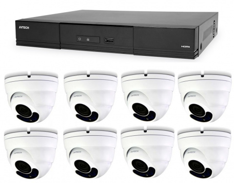 Kamerový set 1x AVTECH NVR AVH2109AX a 8x 2MPX Motorzoom IP Dome kamera AVTECH DGM2443SVSE + 8x Kabel UTP 1x RJ45 - 1x RJ45 Cat5e 15m!