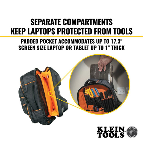 Klein Tools Tradesman Pro™ Batoh na nářadí 25 kapes, kapsa až 17,3" Laptop
