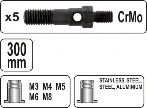 Kleště nýtovací maticové pro matice M5–M8 délka 338 mm Yato